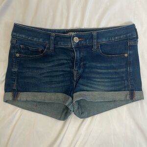 173 Express Ultimate Stretch Shortie Low Rise Dark Wash Jean Shorts Size 4